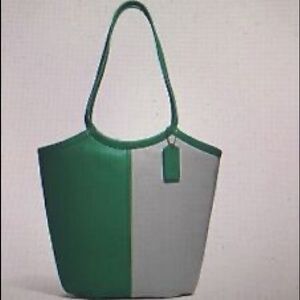 Coach color-block leather tote - new with ticket. Green and gray